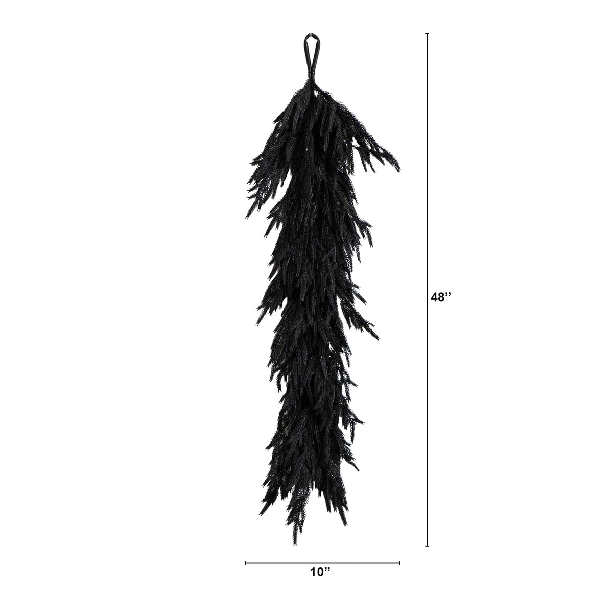 4' Artificial Real Touch Halloween Black Norfolk Island Pine Garland with Natural Look