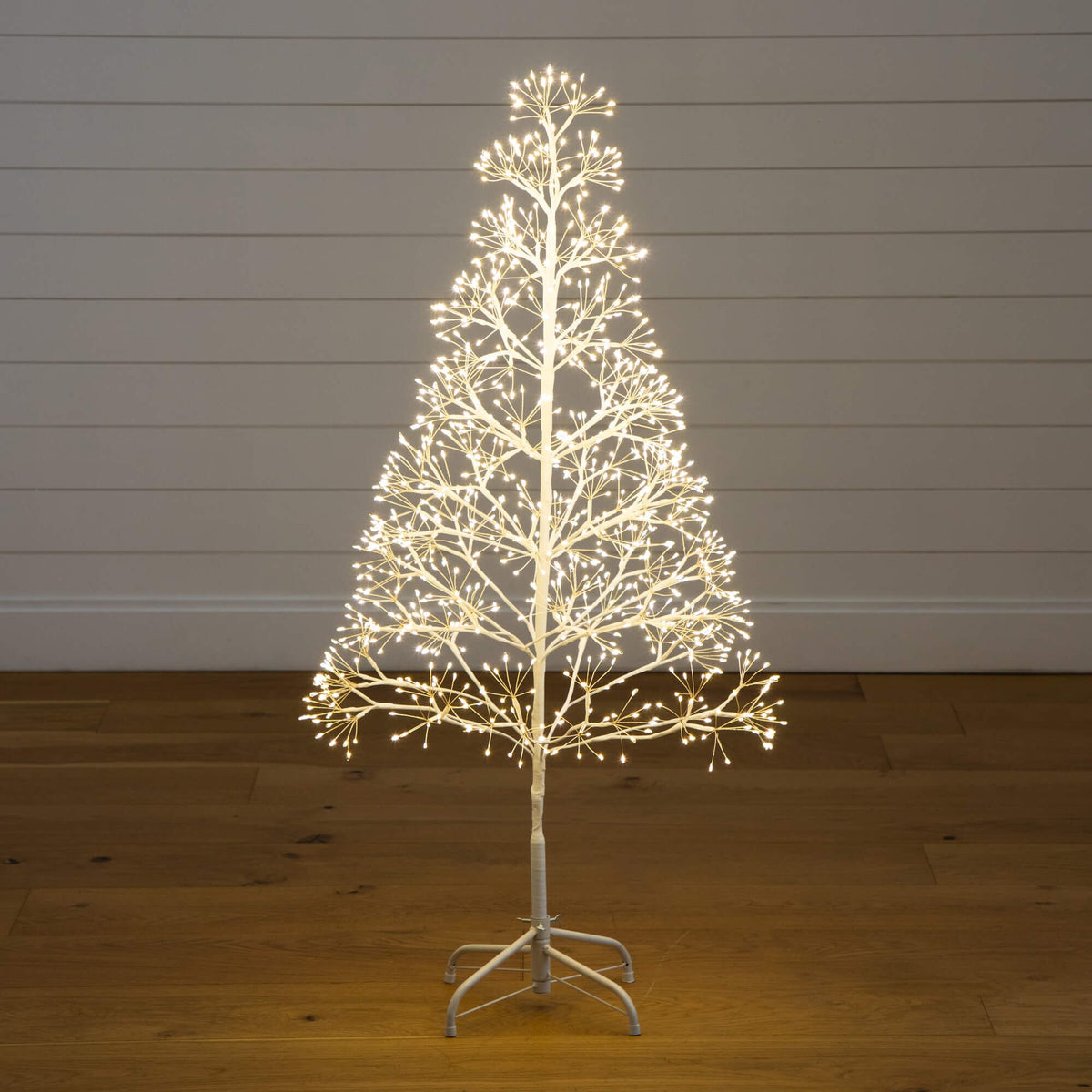 4' Pre-Lit Artificial White Starburst Tree with 800 Fairy Warm White LED Lights