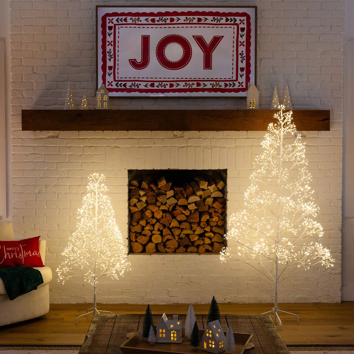 4' Pre-Lit Artificial White Starburst Tree with 800 Fairy Warm White LED Lights
