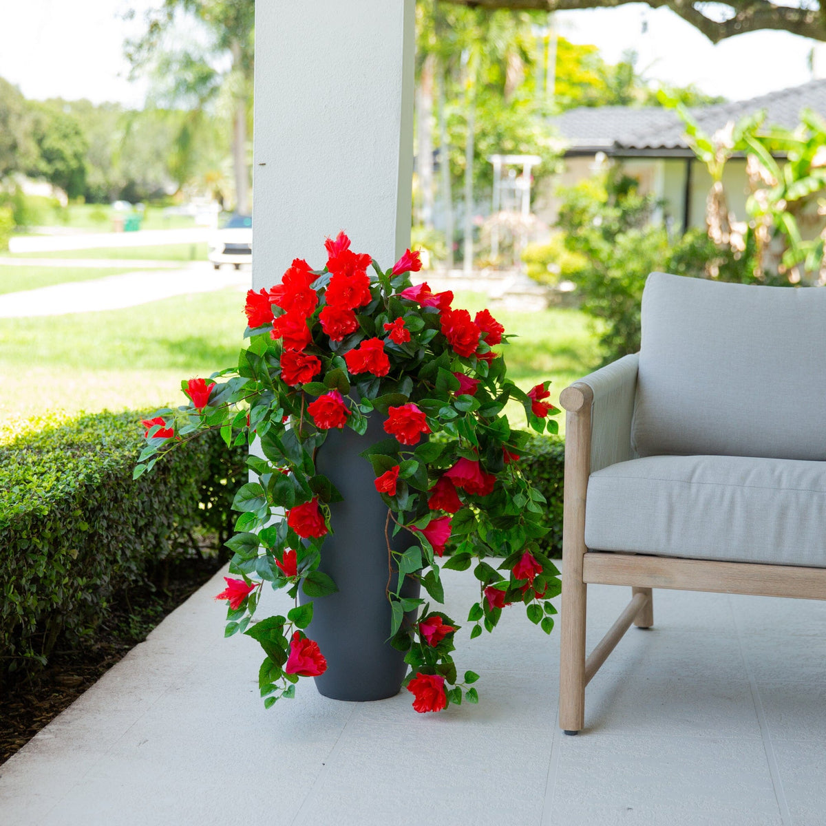41" UV Resistant Artificial Hibiscus Hanging Plant (Indoor/Outdoor) - Set of 2