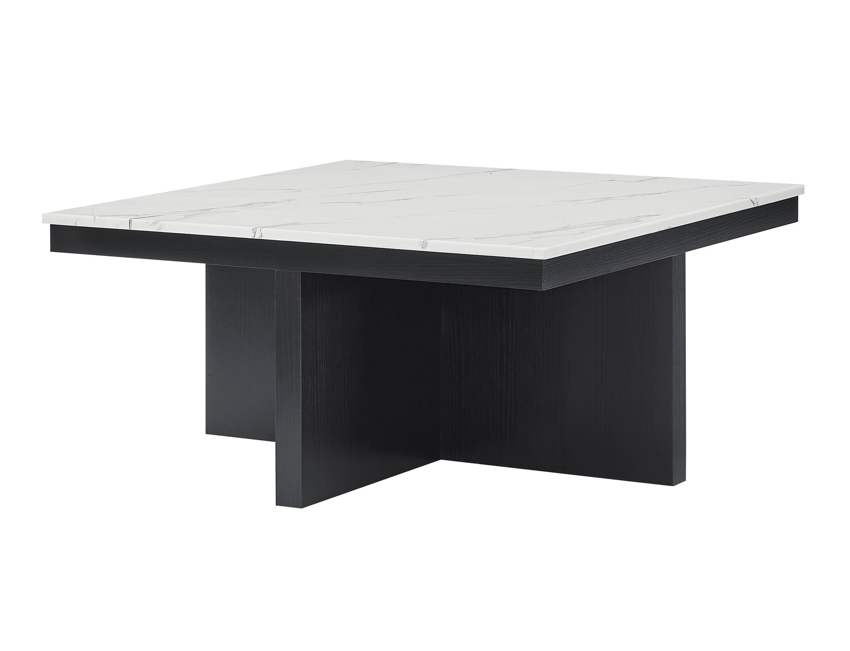 Marta Black/White/Gray Coffee Table with 4 Storage Ottomans