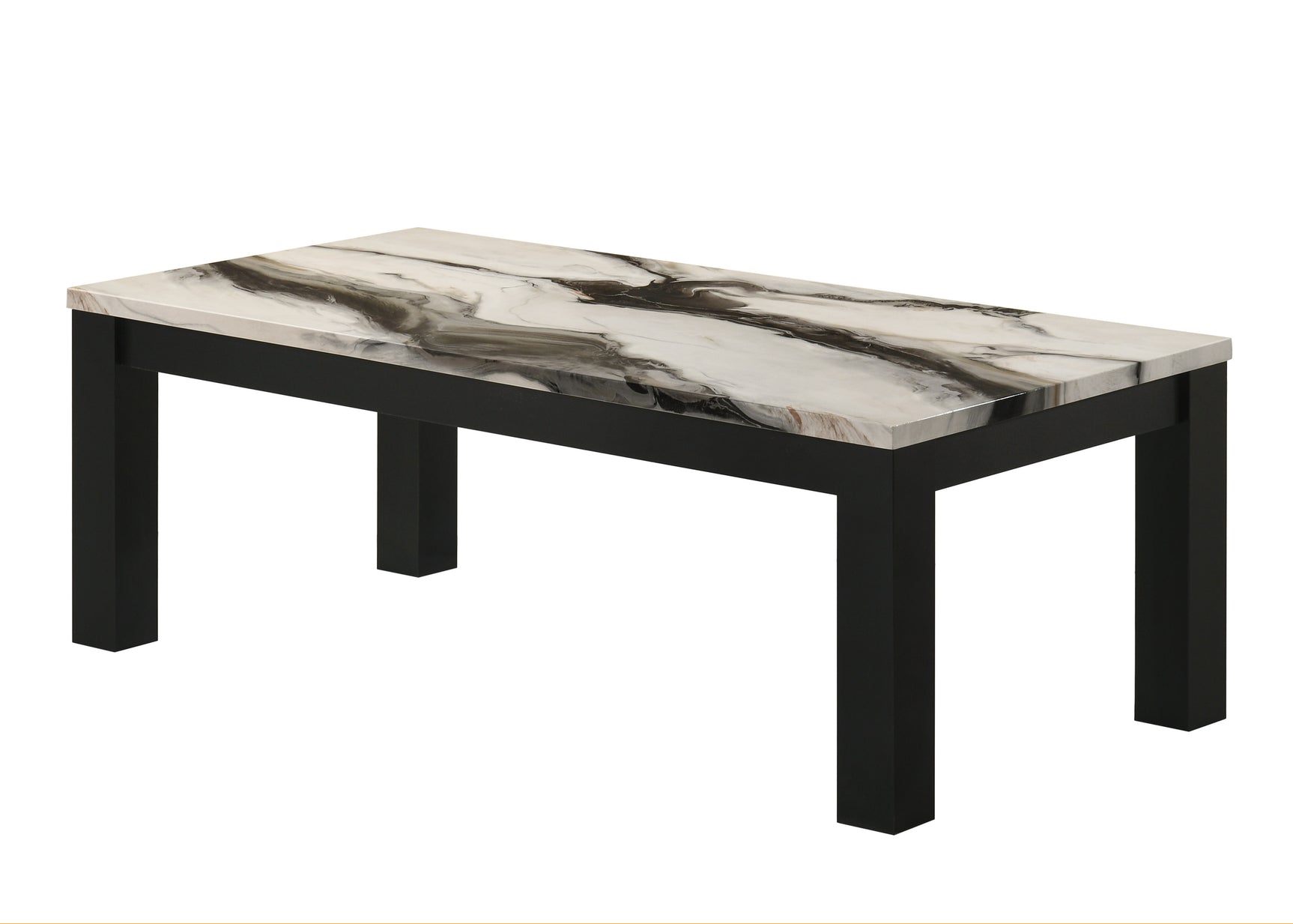Ivy Black/Brown/White Faux Marble Top 3-Piece Cocktail Table Set