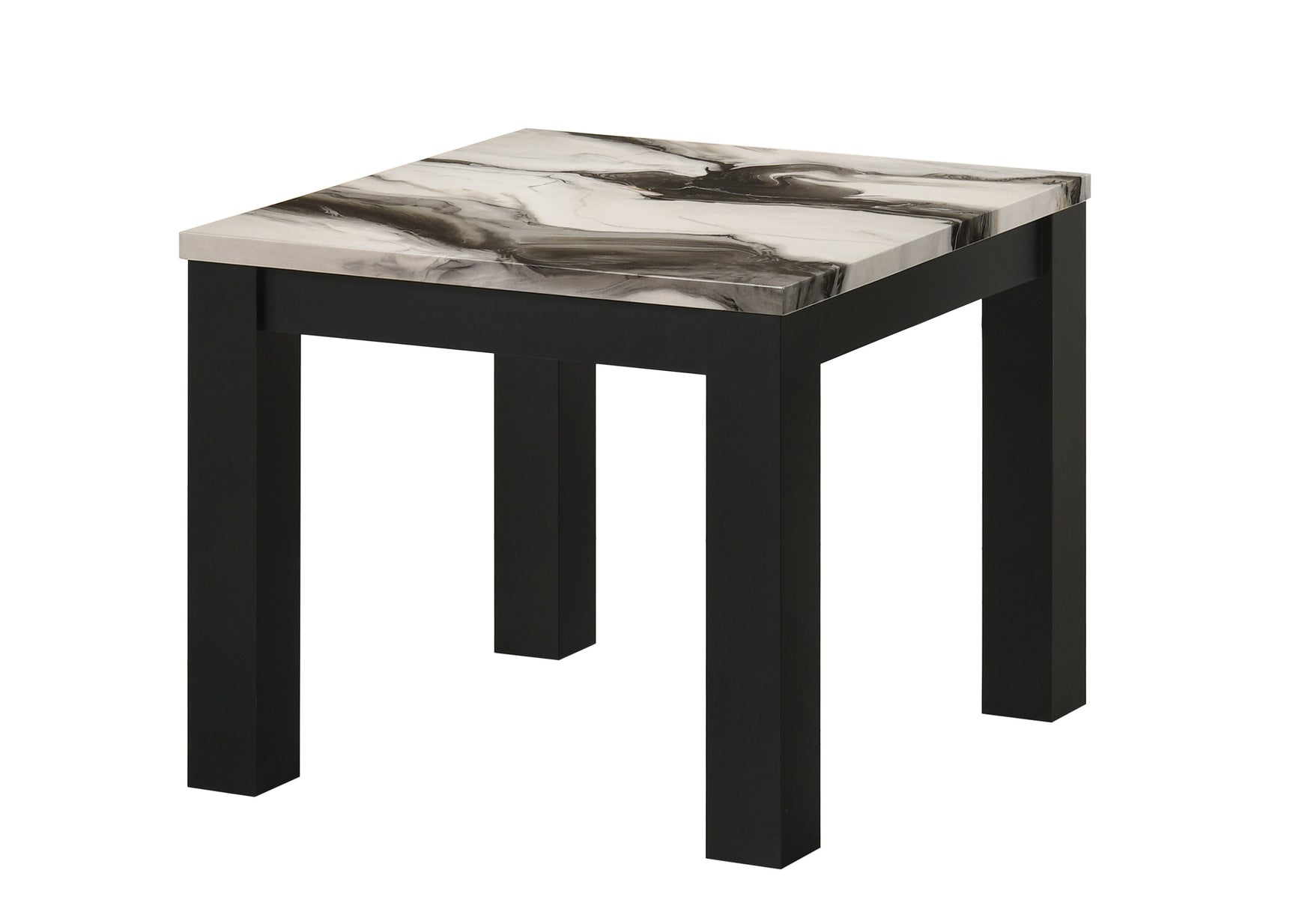 Ivy Black/Brown/White Faux Marble Top 3-Piece Cocktail Table Set