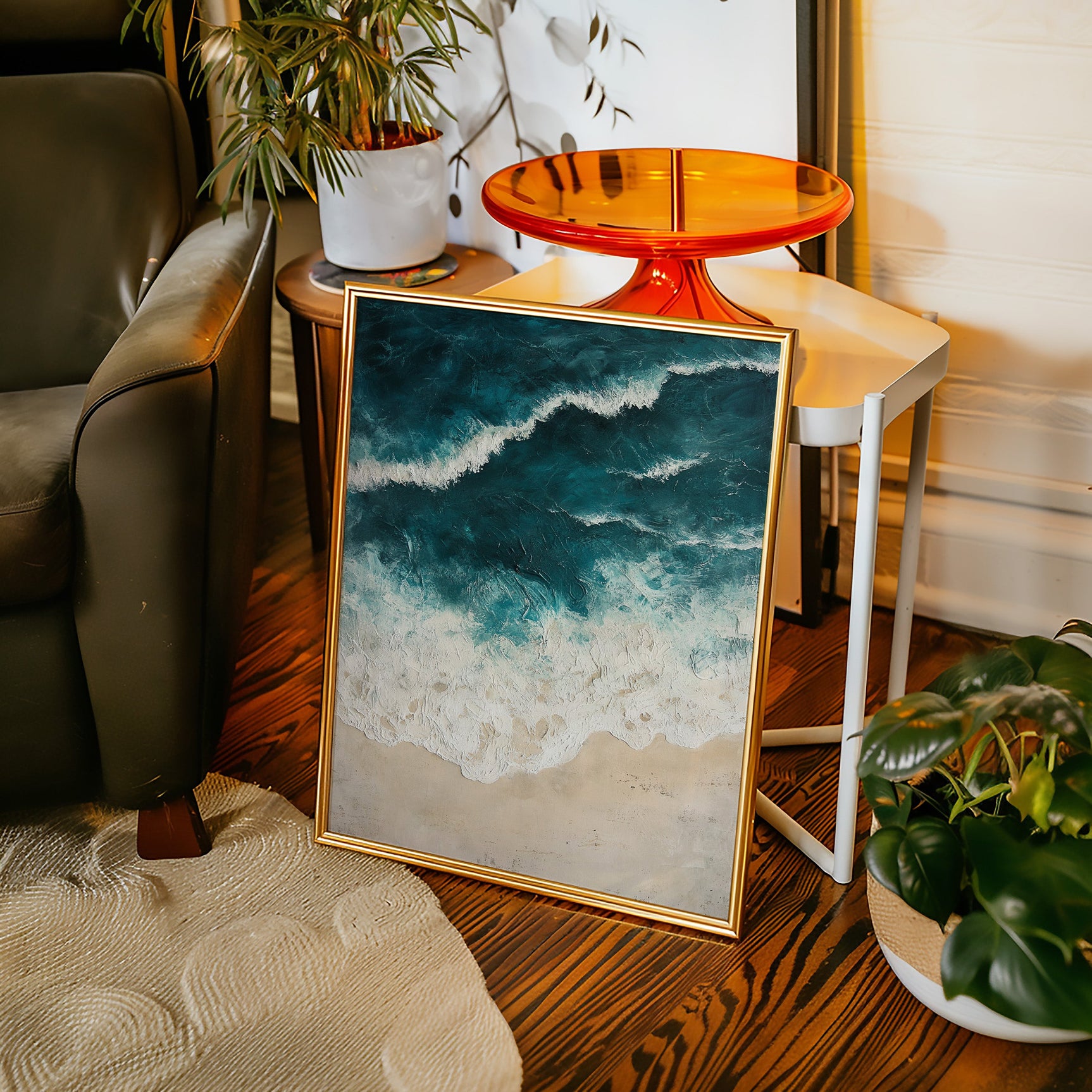 Textured Shoreline in Teal and Sand