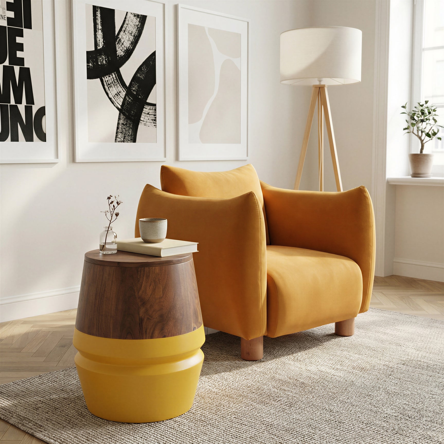 Imperial Beige & Natural Floor Lamp