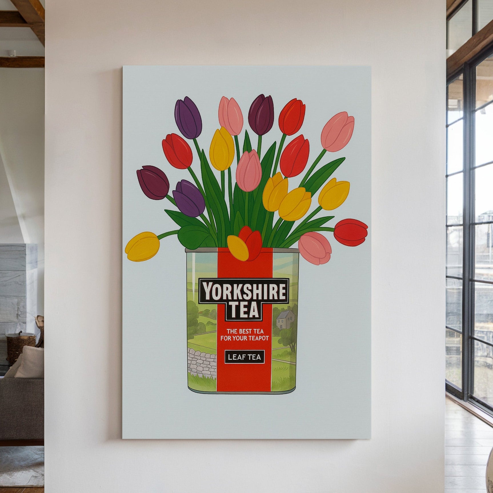 Tulips in a Yorkshire Tea Tin