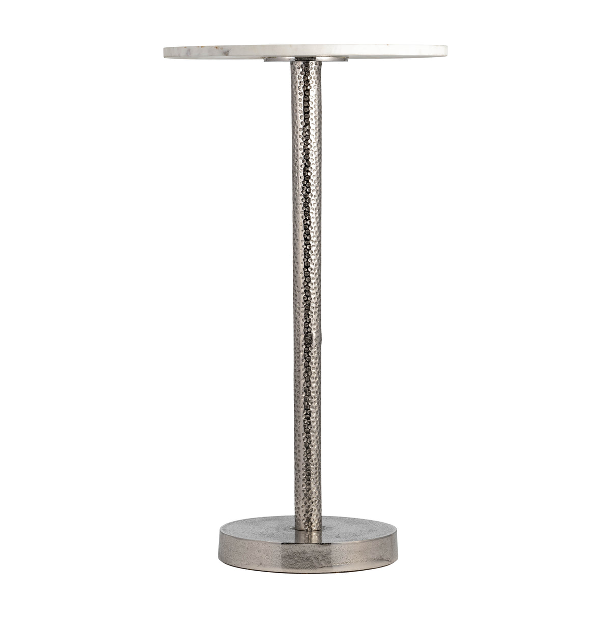 Graton Silver Metal Round Drink Table with Flat Base