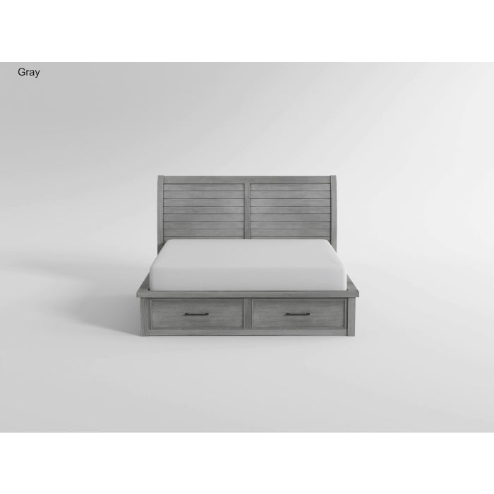 Logandale Brown Queen Platform Bed With Storage Footboard And Side Rails