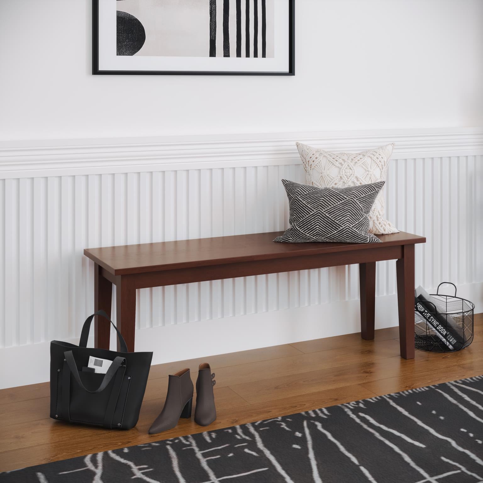 Simplicity Caramel Rect. Dining Table w/ 4 X-Back Chairs, Bench