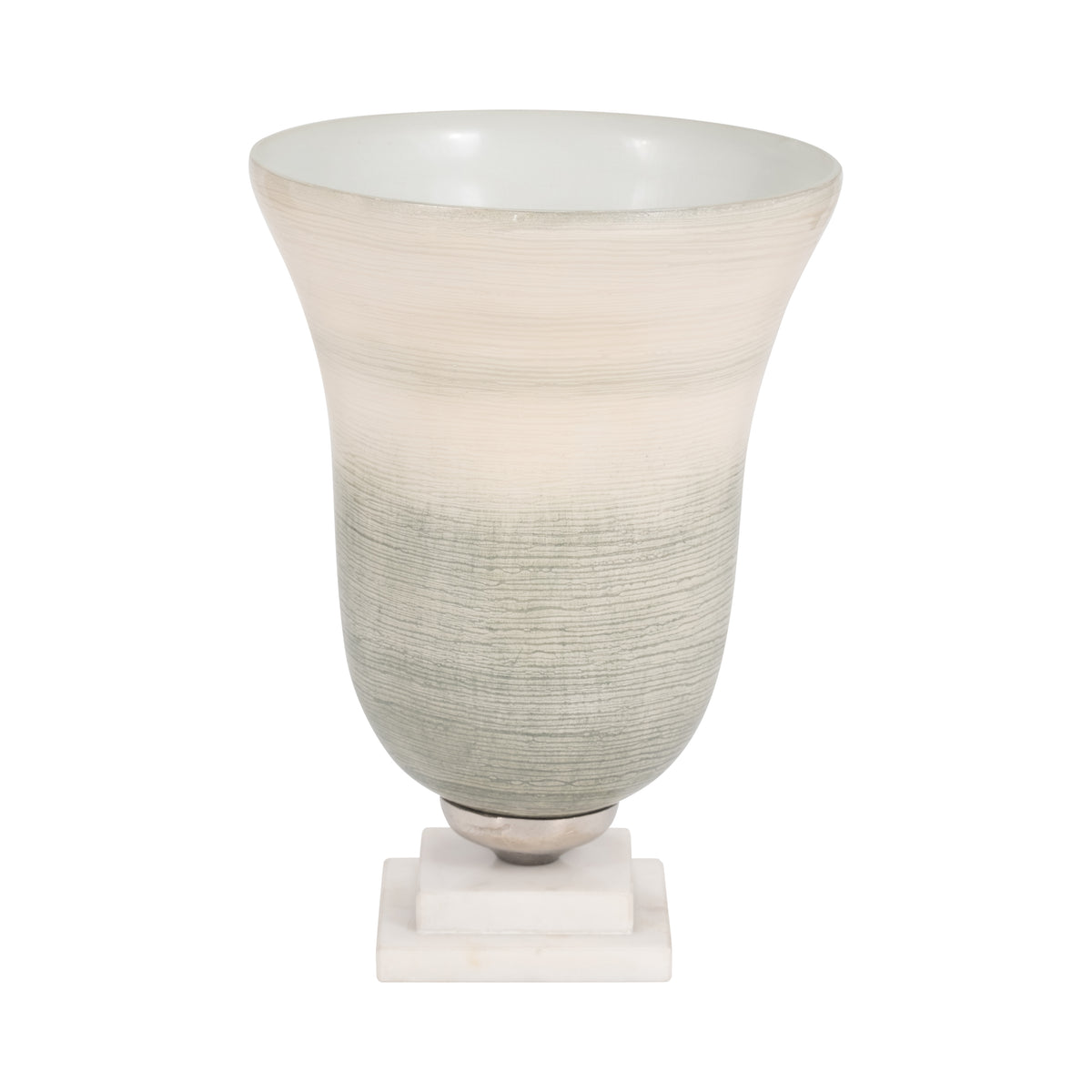 Vale Sage/Ivory Small Glass Vase on Marble Base