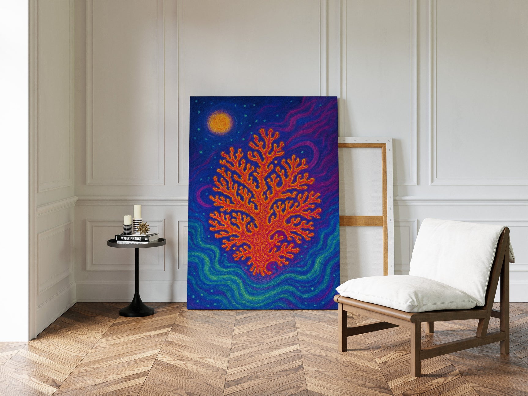 Cosmic Coral Under Moonlight