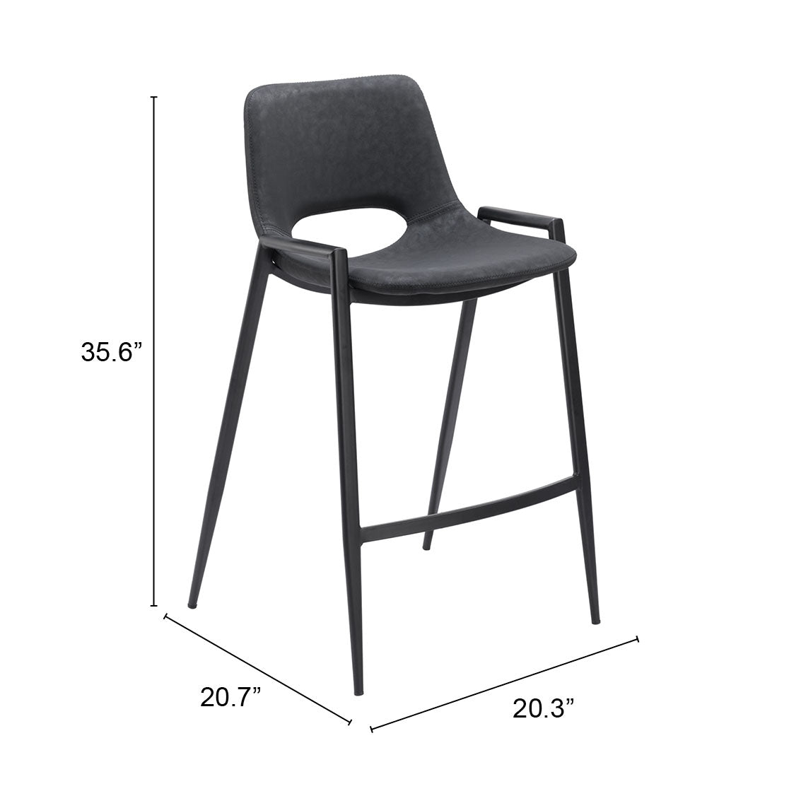 Desi Black Counter Stool (Set of 2)