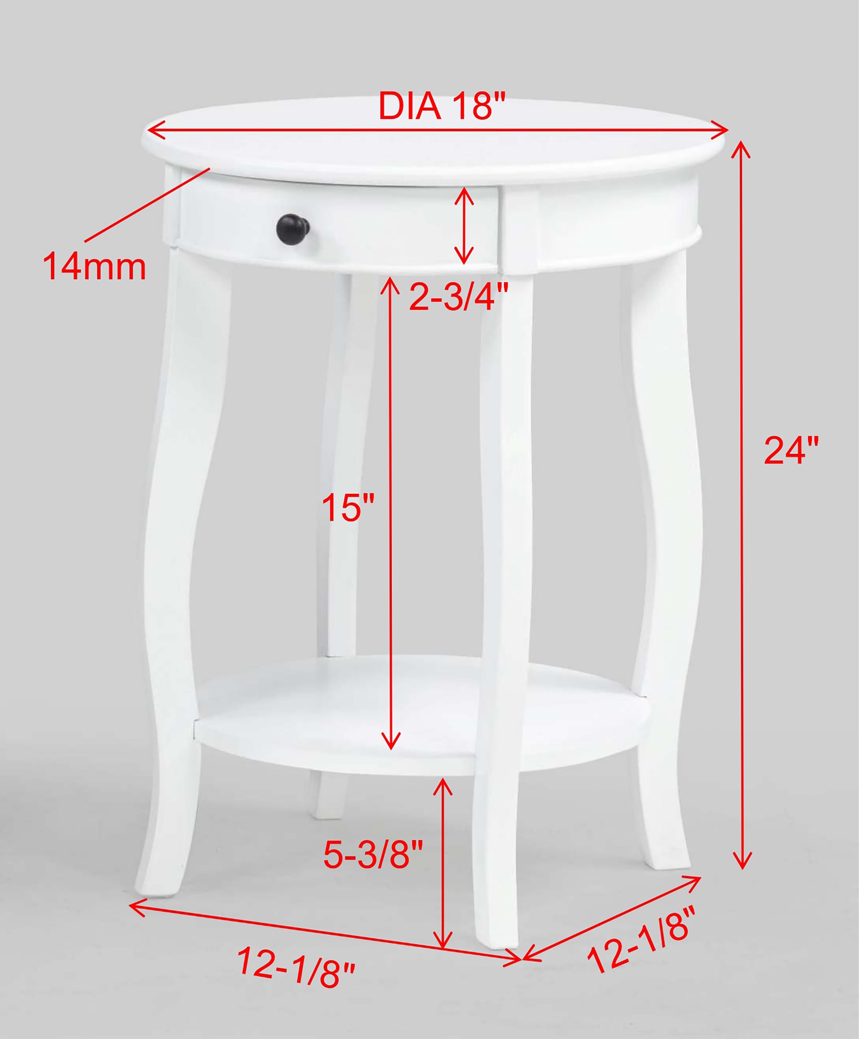Jacie White Round Chairside Table