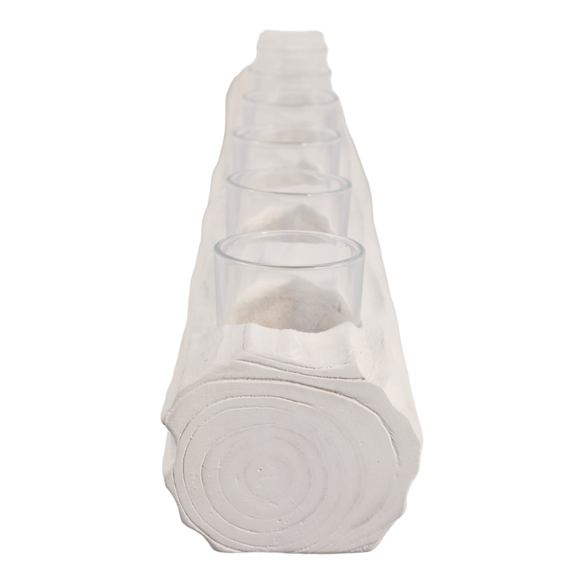Strawberry White/Tan Wood Log 7-Cup Tealight Holder
