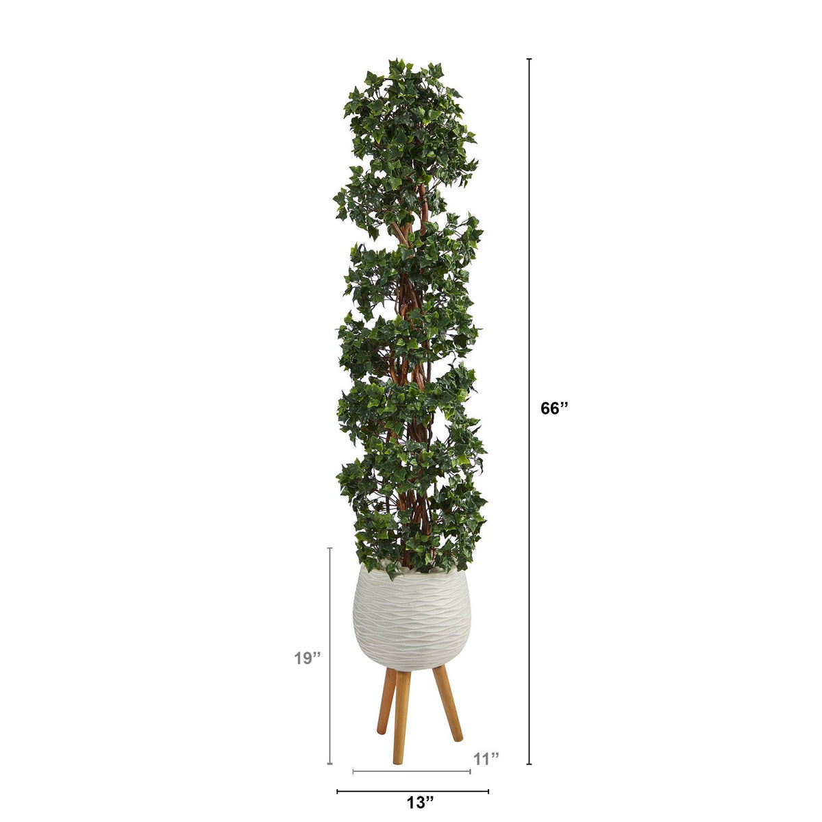 5.5’ English Ivy Topiary Spiral Artificial Tree in White Planter with Stand (Indoor/Outdoor)