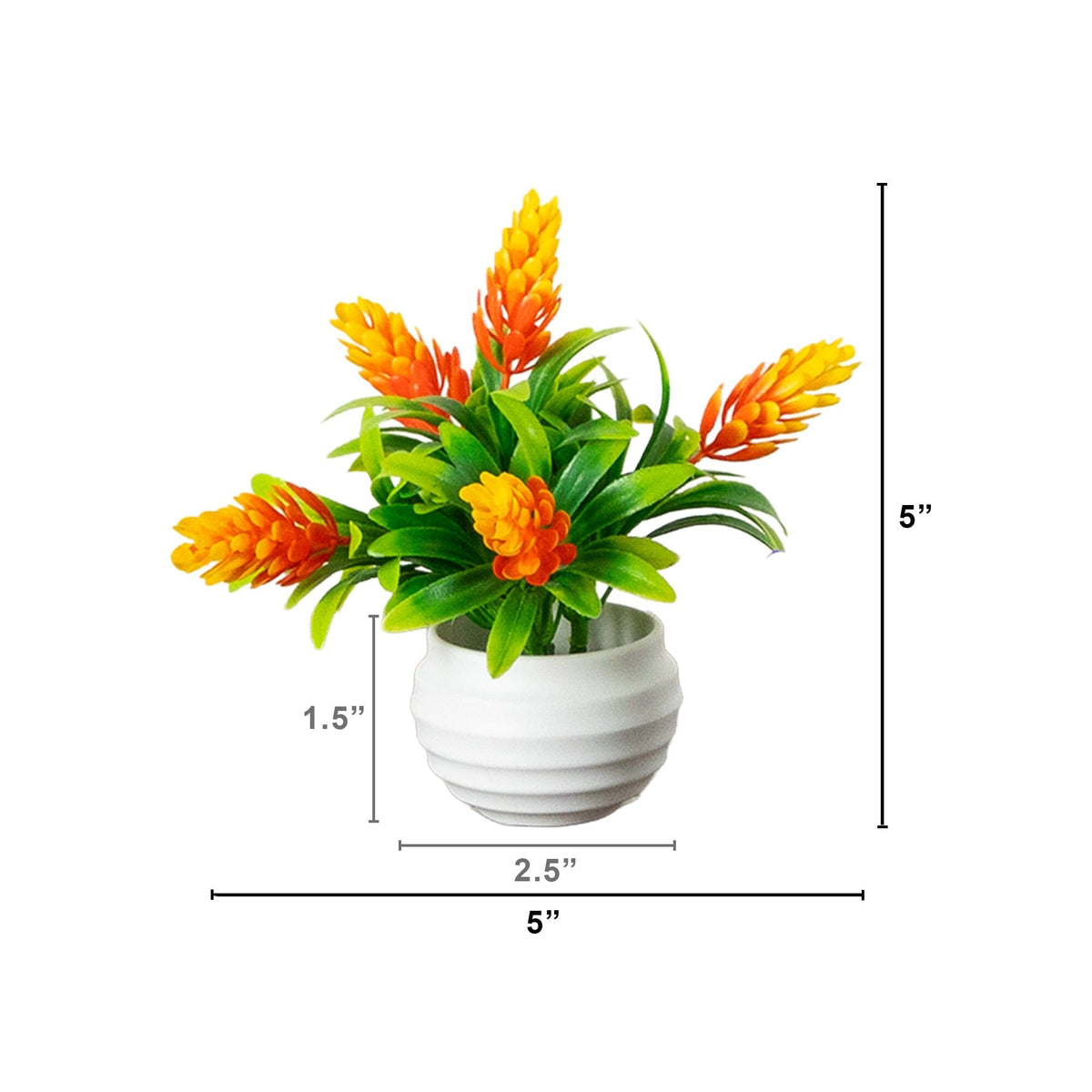 5” Artificial Mini Flowering Plant in White Decorative Oval Planter - Set of 4