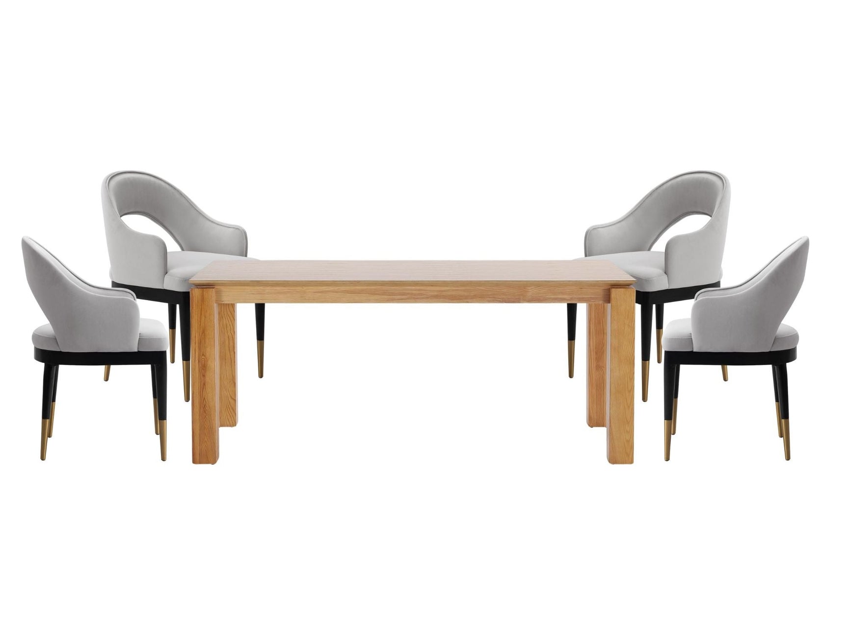 5-Piece Rockaway 70.86 Dining Set with 4 Carrington Chairs in Natural and Light Grey - Ornate Home