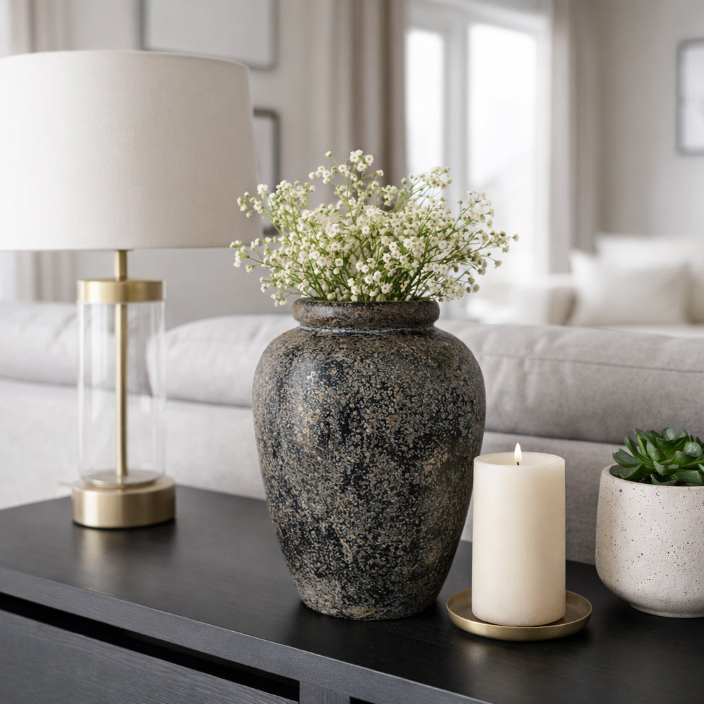 Ordway Distressed Black/Gray Small Terracotta Vase