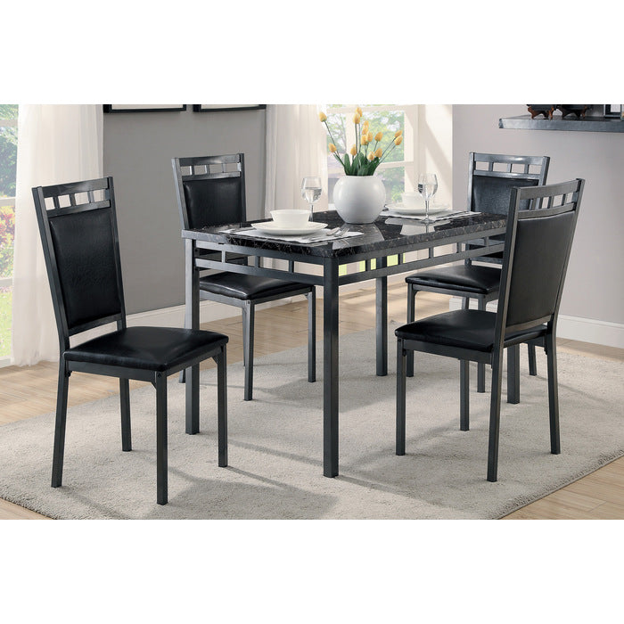 Olney Brown 5-Piece Pack Dinette Set Faux Marble Top