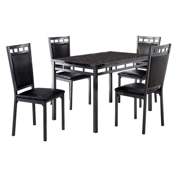 Olney Brown 5-Piece Pack Dinette Set Faux Marble Top