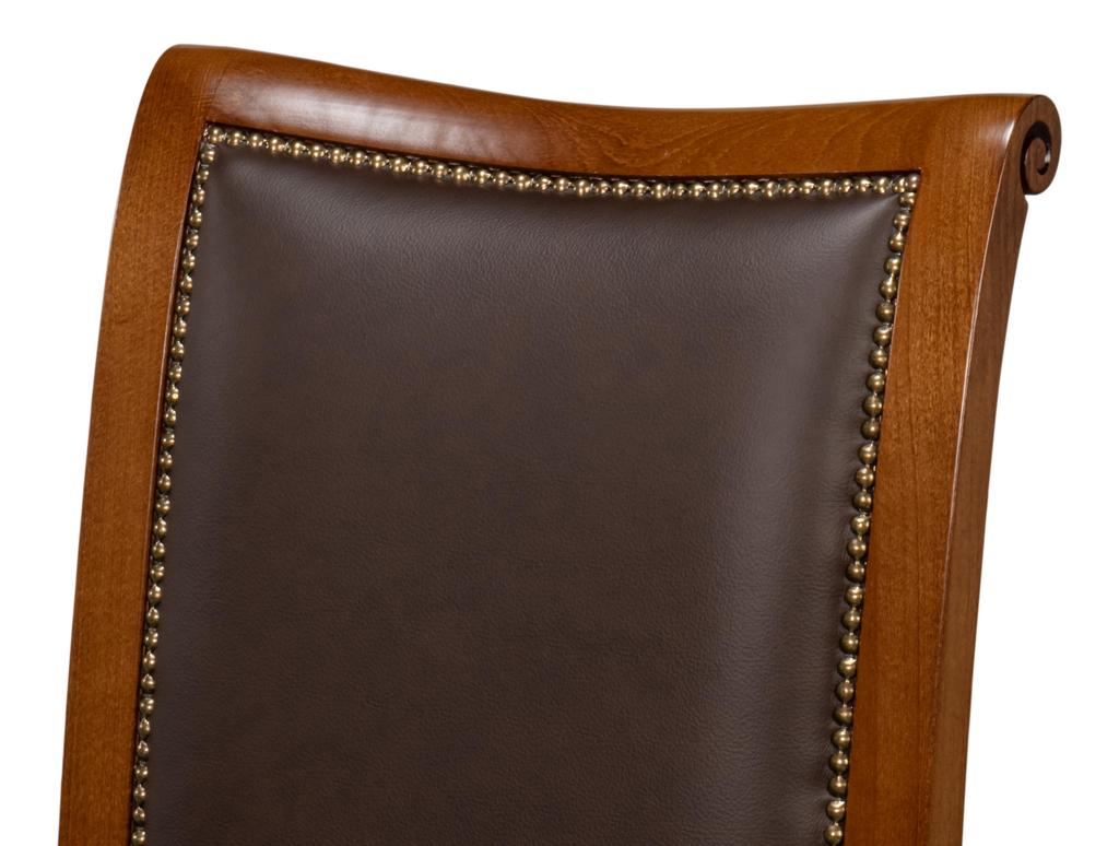 Camile Brown Leather Side Chair (Set of 2)