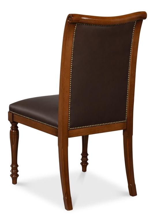 Camile Brown Leather Side Chair (Set of 2)