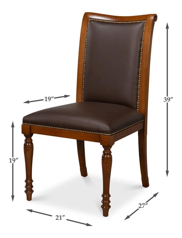 Camile Brown Leather Side Chair (Set of 2)