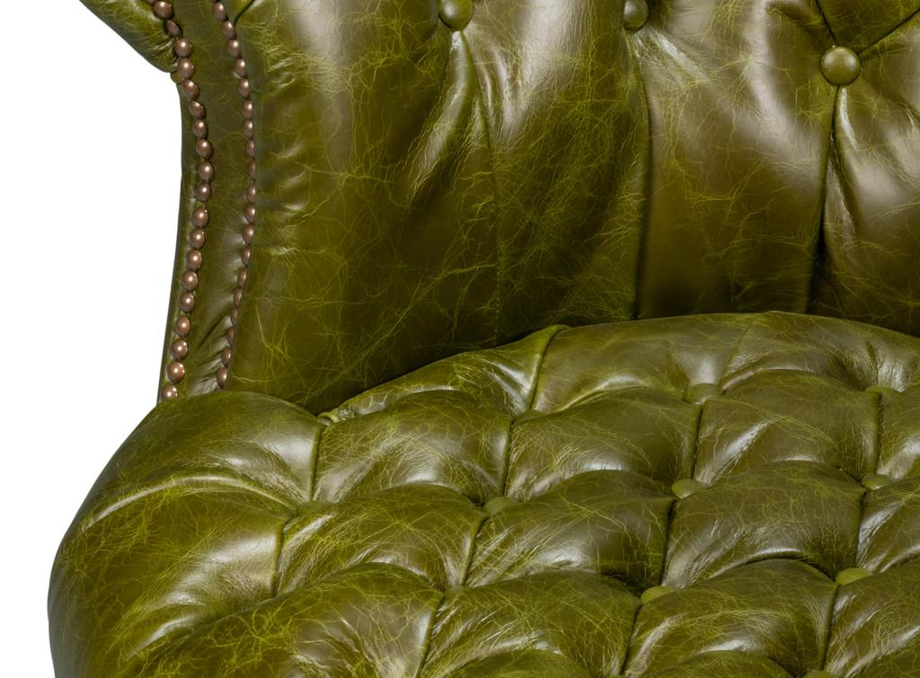 Bastian Green Leather Armchair