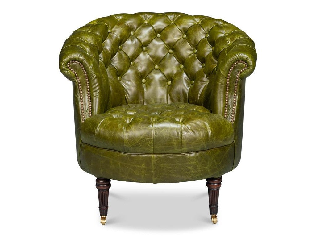 Bastian Green Leather Armchair