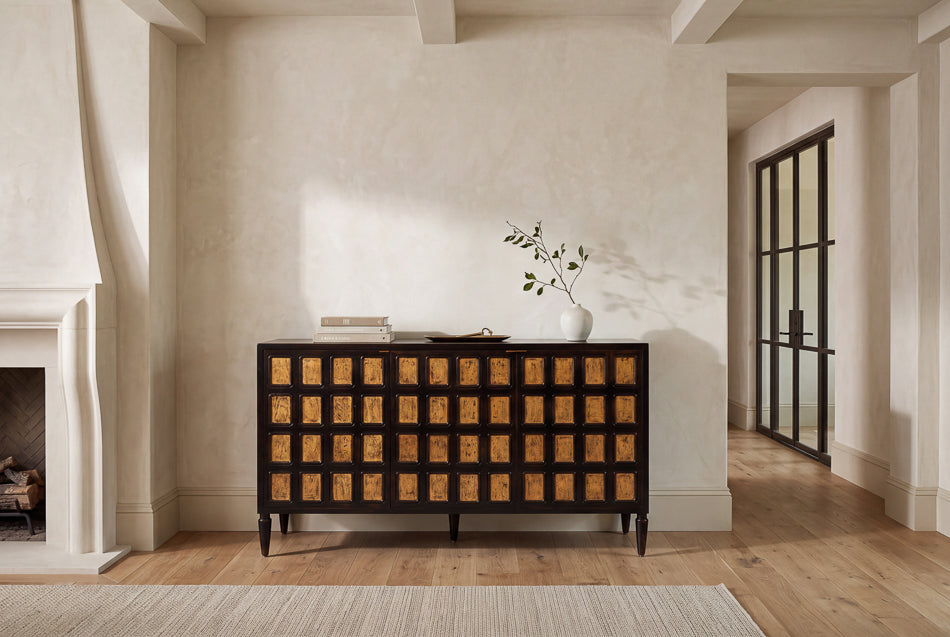 Portfolio Ebony/Gold Leaf 3 Door Credenza