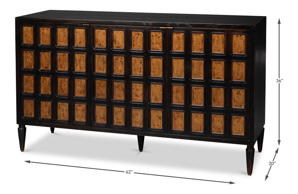 Portfolio Ebony/Gold Leaf 3 Door Credenza