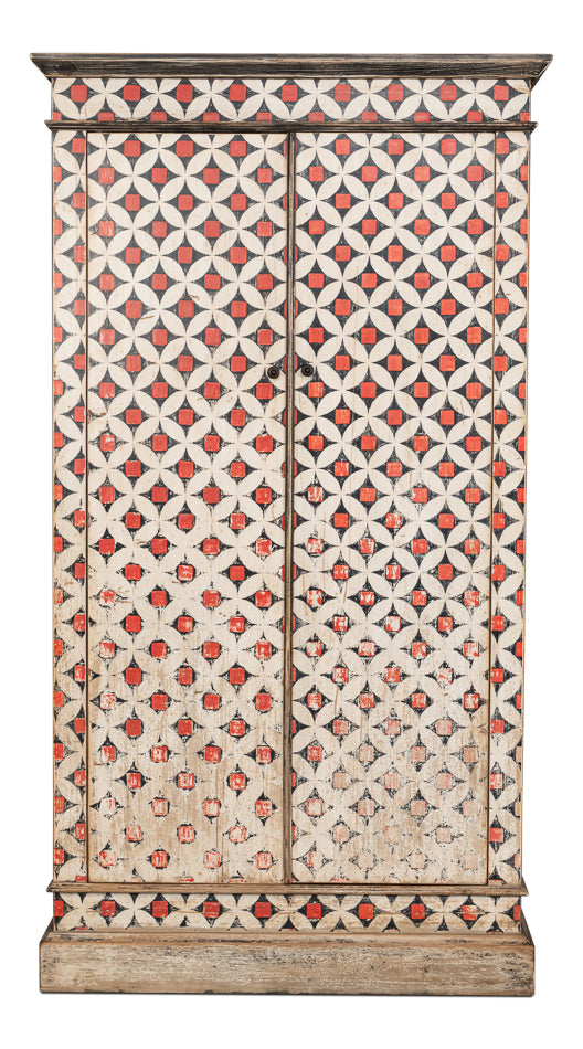 Marrakesh Red/Tan Painted Cabinet