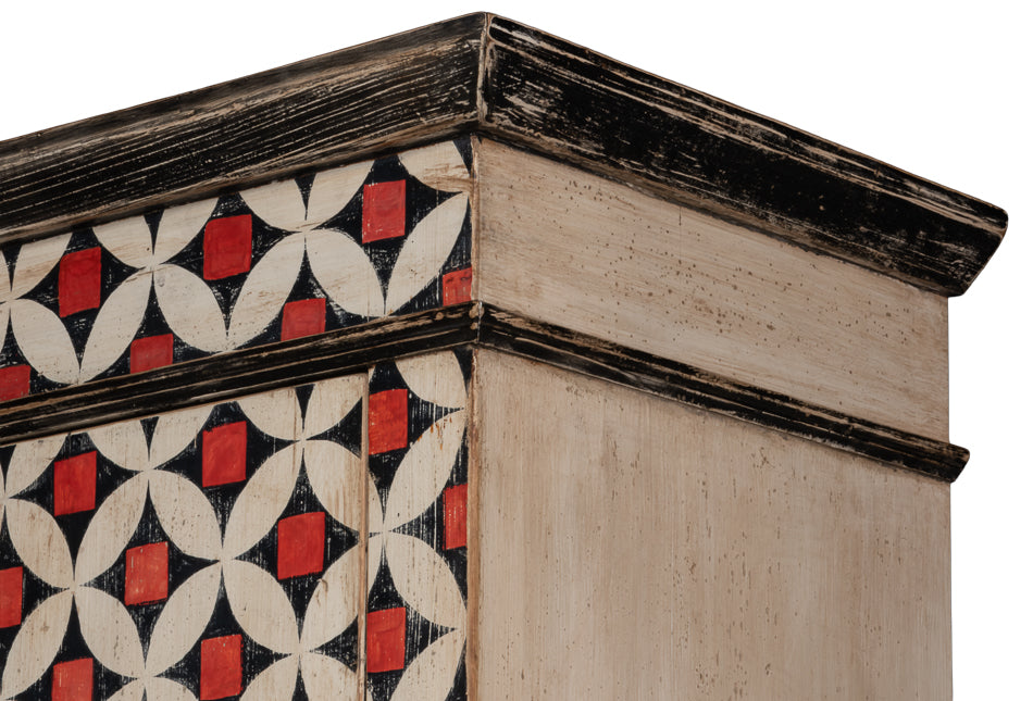 Marrakesh Red/Tan Painted Cabinet