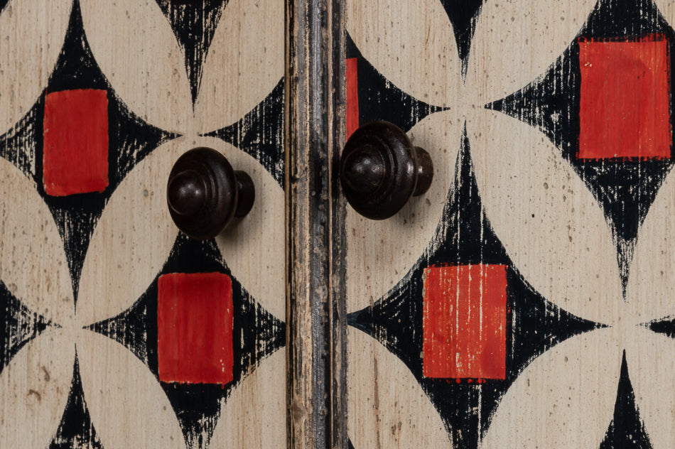 Marrakesh Red/Tan Painted Cabinet