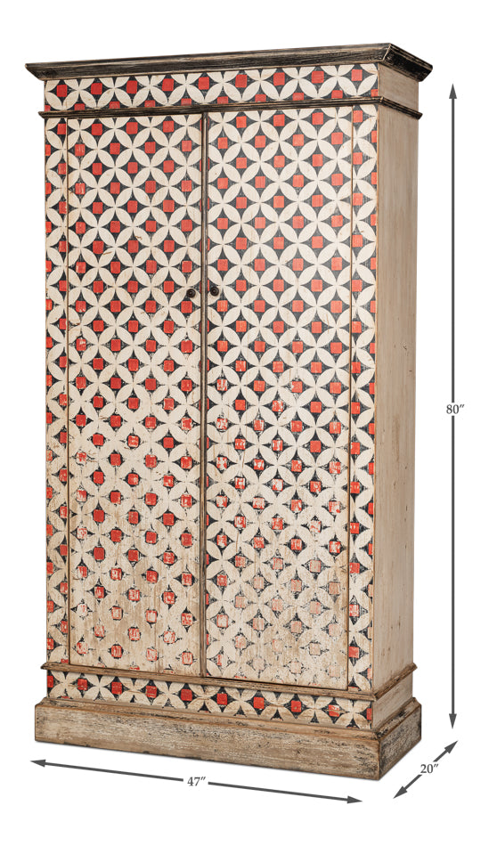 Marrakesh Red/Tan Painted Cabinet