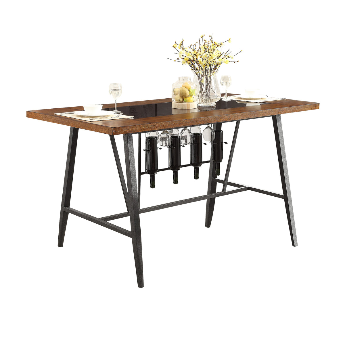 Selbyville Espresso Counter Height Table Glass Insert