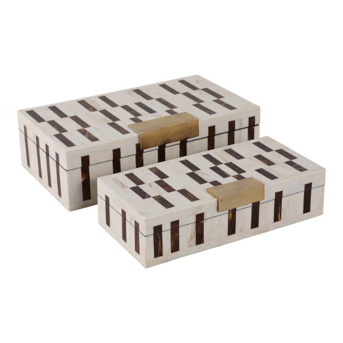 Siberia Brown/Ivory Boxes with Hardware (Set of 2)
