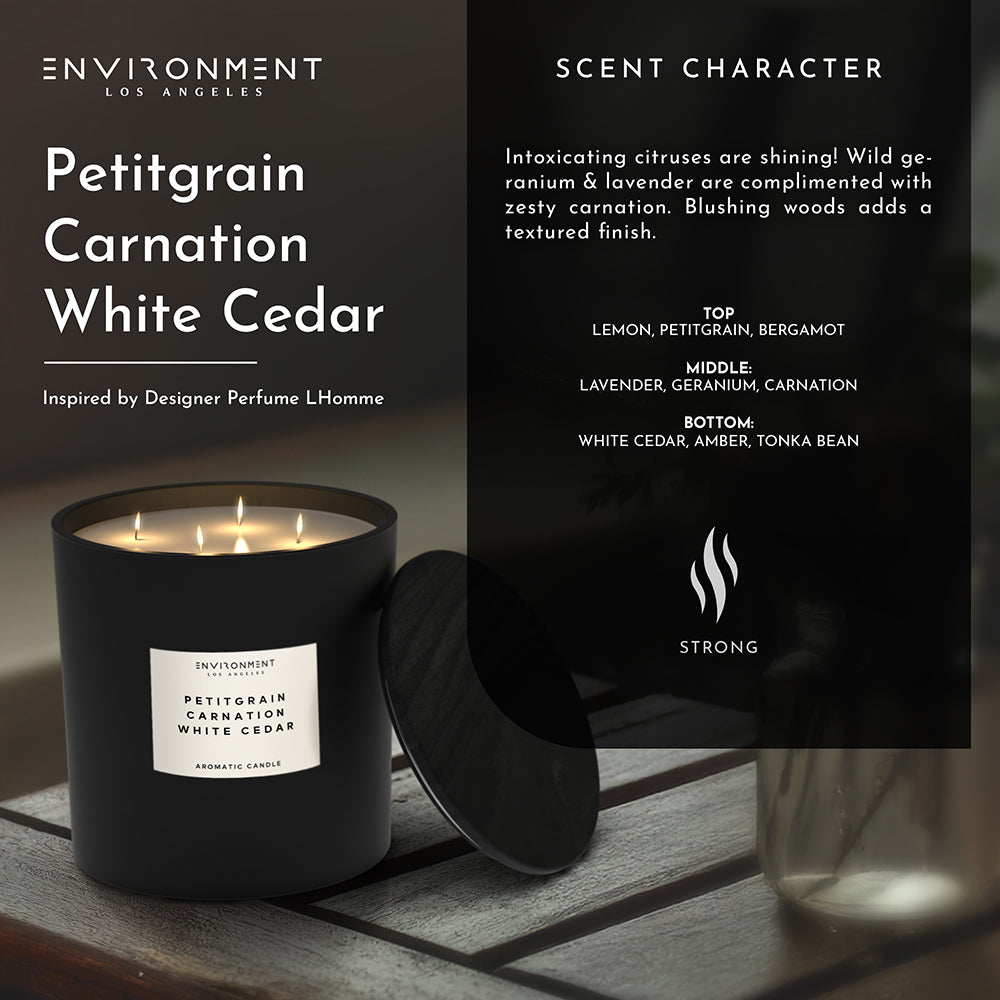 55oz Petitgrain | Carnation | White Cedar Candle (Inspired by YSL L'Homme®) - Ornate Home
