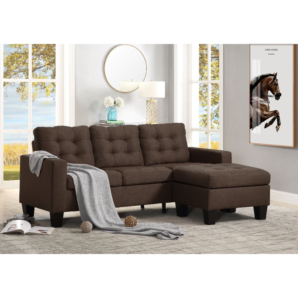 Earsom Brown Reversible Sofa & Ottoman
