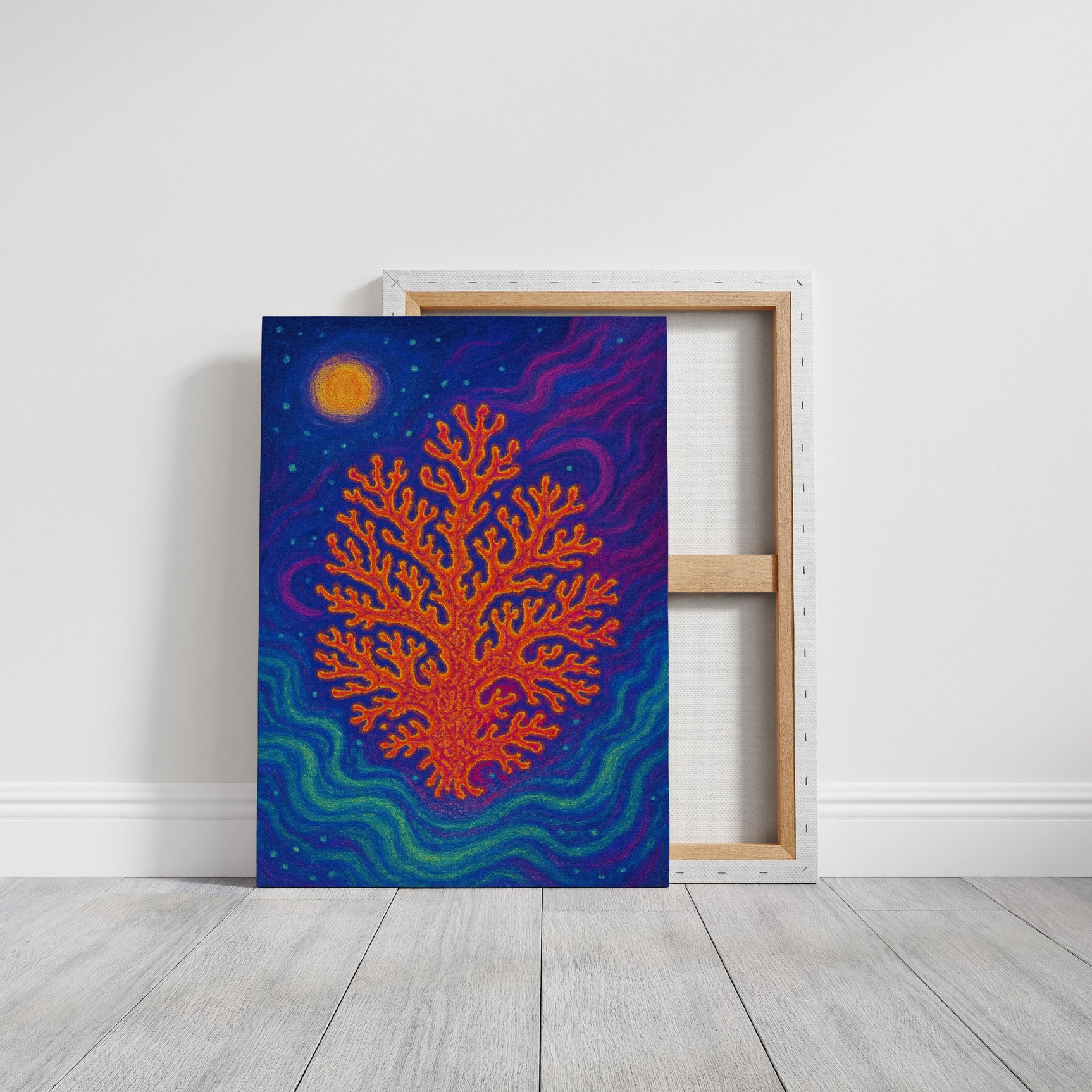 Cosmic Coral Under Moonlight