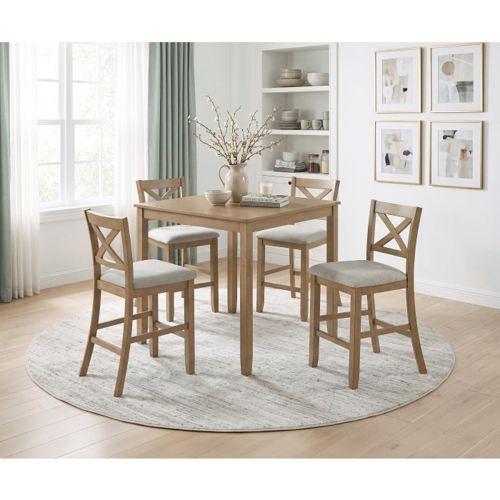 Crossbuck Tan 5-Piece Pack Counter Height Set