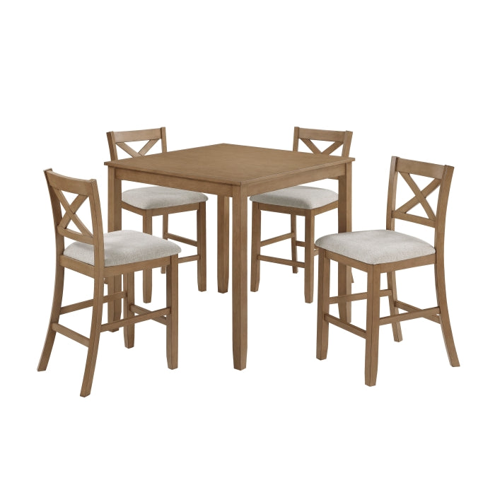 Crossbuck Tan 5-Piece Pack Counter Height Set