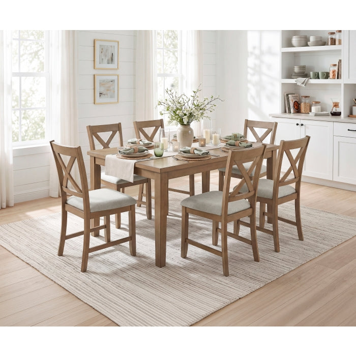 Crossbuck Tan 7-Piece Pack Dinette Set