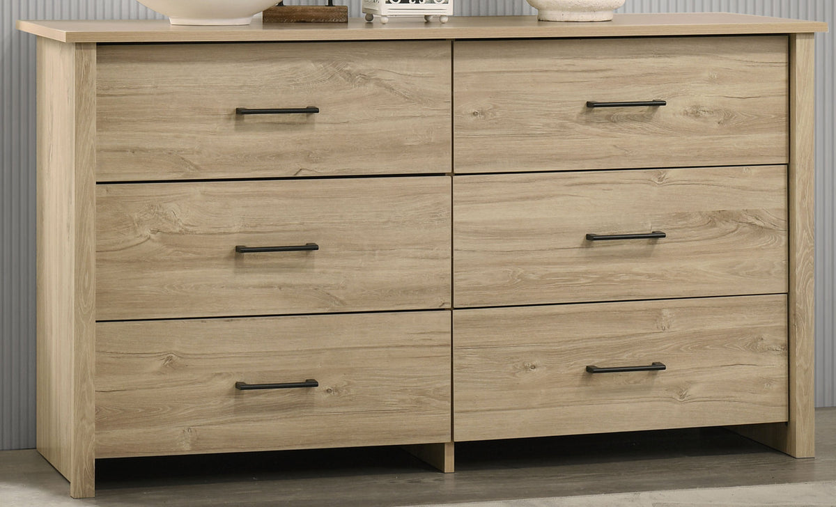 Celeste Light Oak 57"W 6-Drawer Dresser