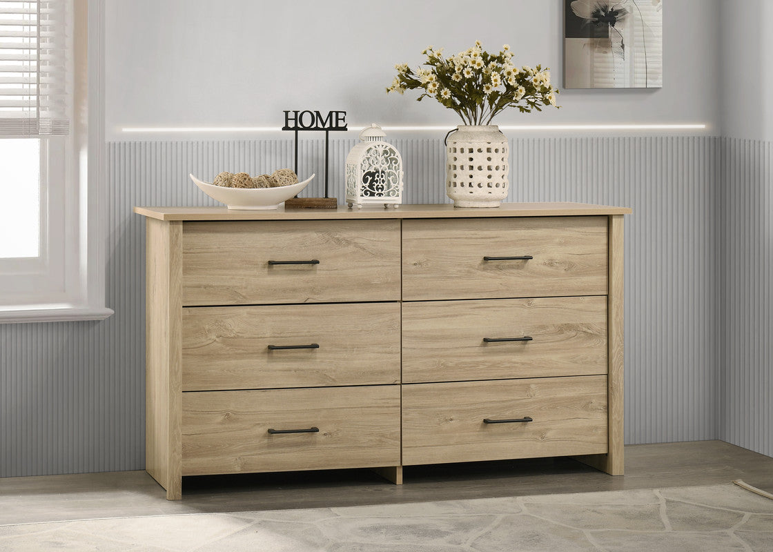 Celeste Light Oak 57"W 6-Drawer Dresser