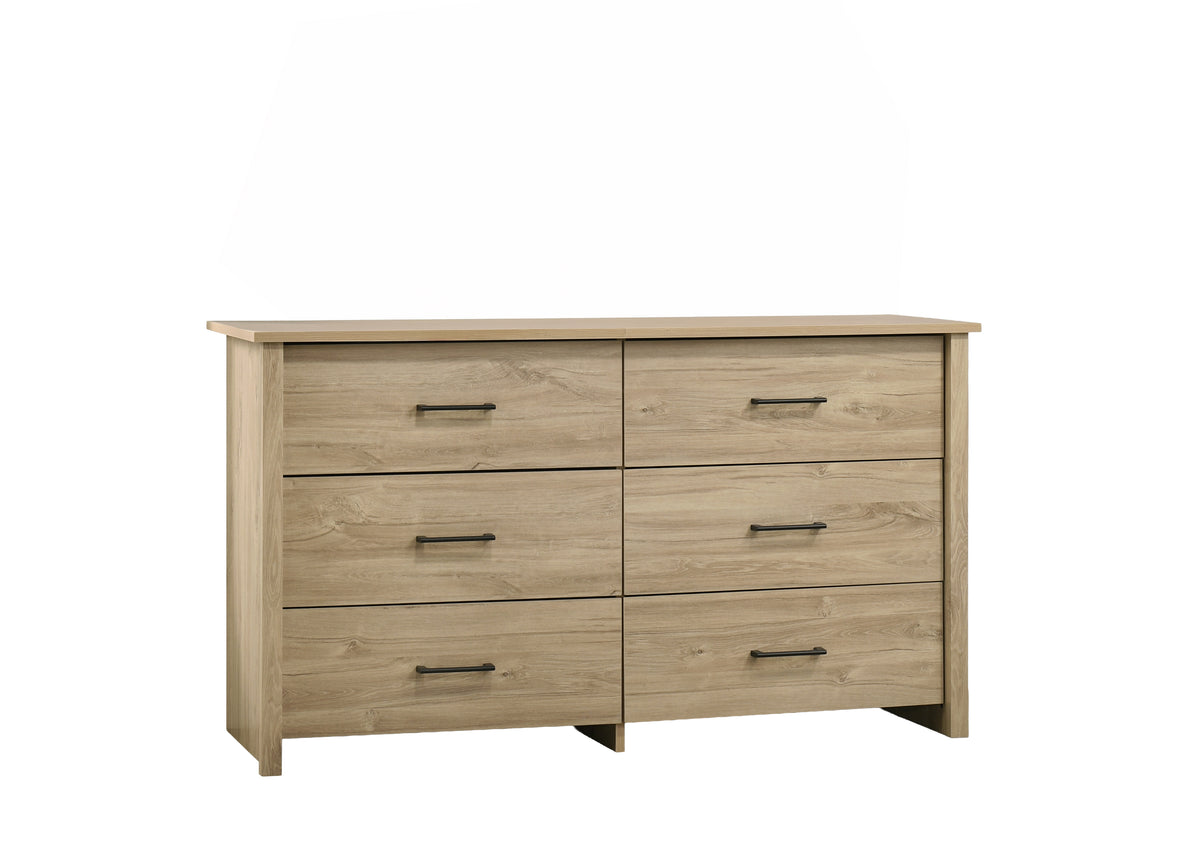 Celeste Light Oak 57"W 6-Drawer Dresser