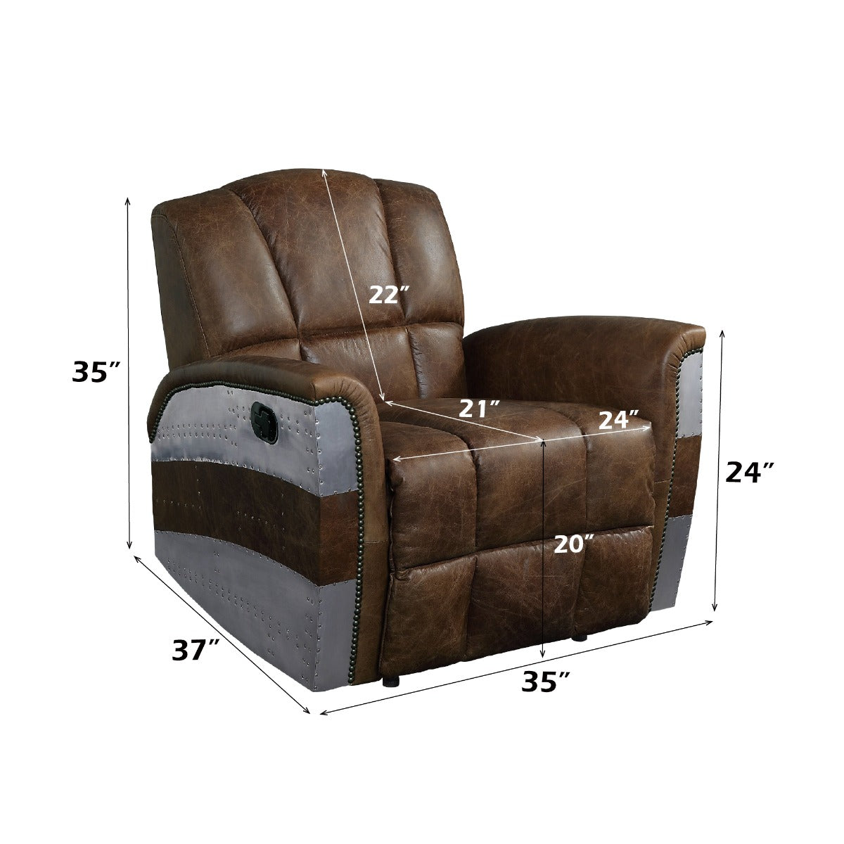 Brancaster Retro Brown/Aluminum Power Motion Recliner