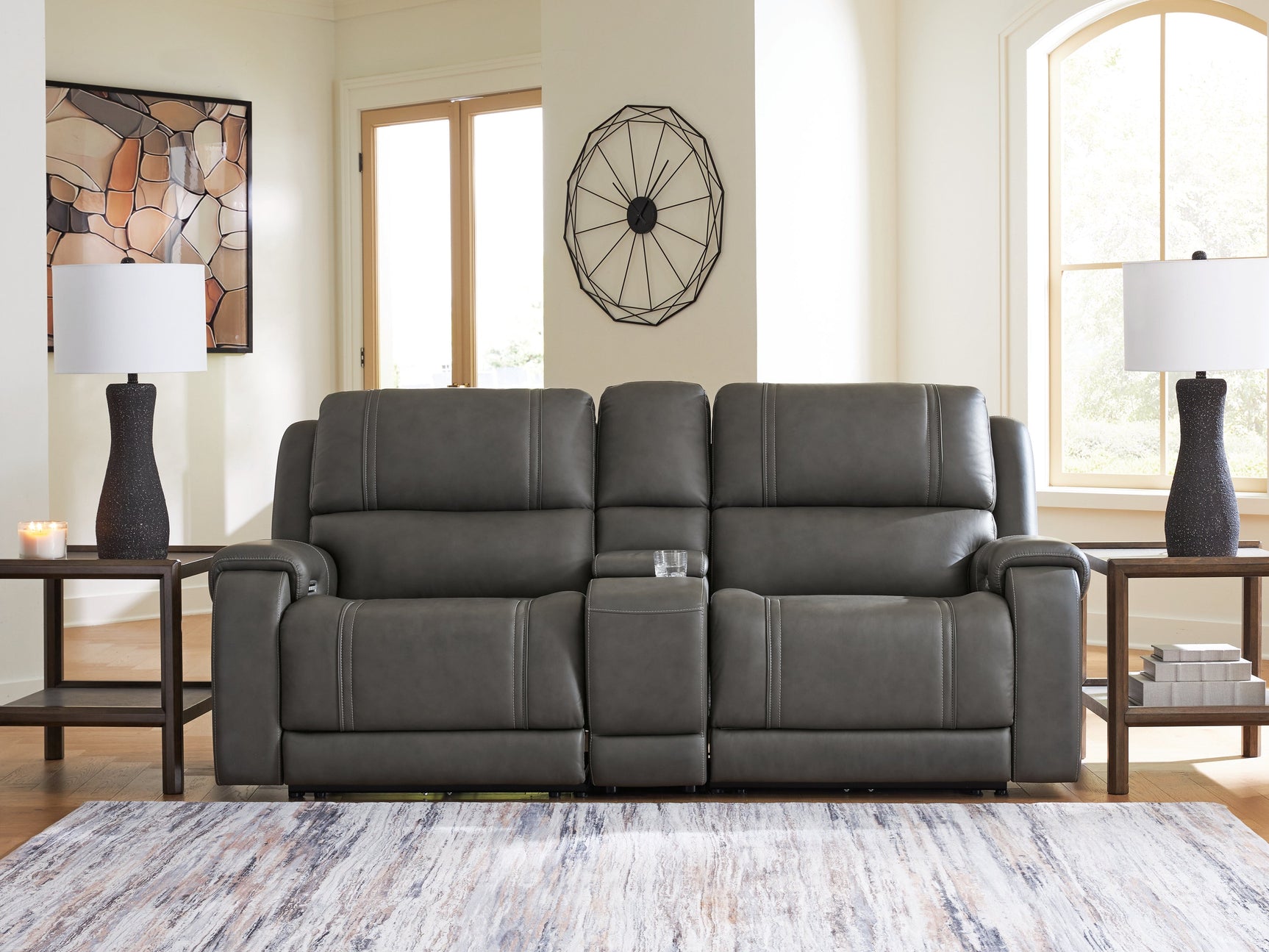 5Z - Pittson Anchor 3-Piece Power Reclining Sectional Loveseat with Console (Online Special Price) - Ornate Home
