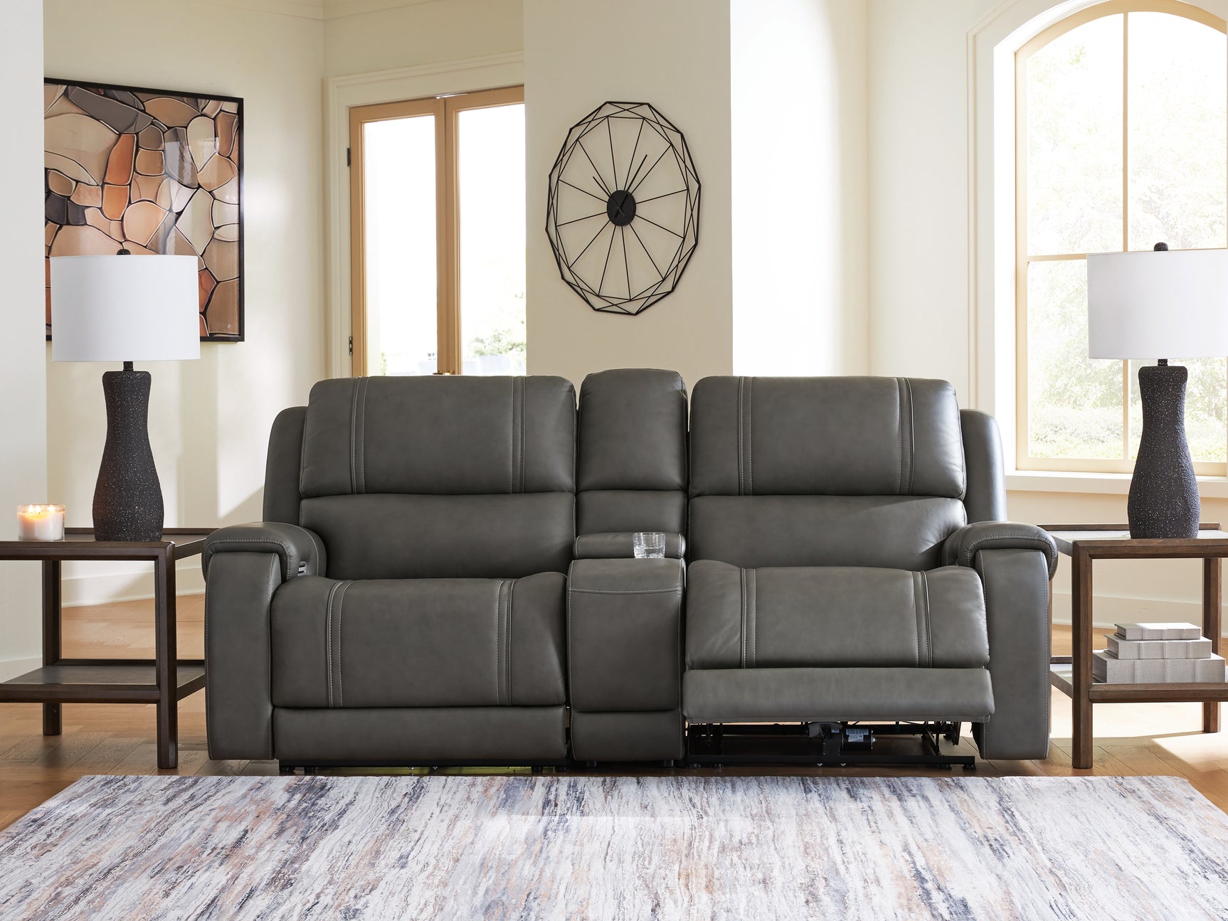 5Z - Pittson Anchor 3-Piece Power Reclining Sectional Loveseat with Console - Ornate Home