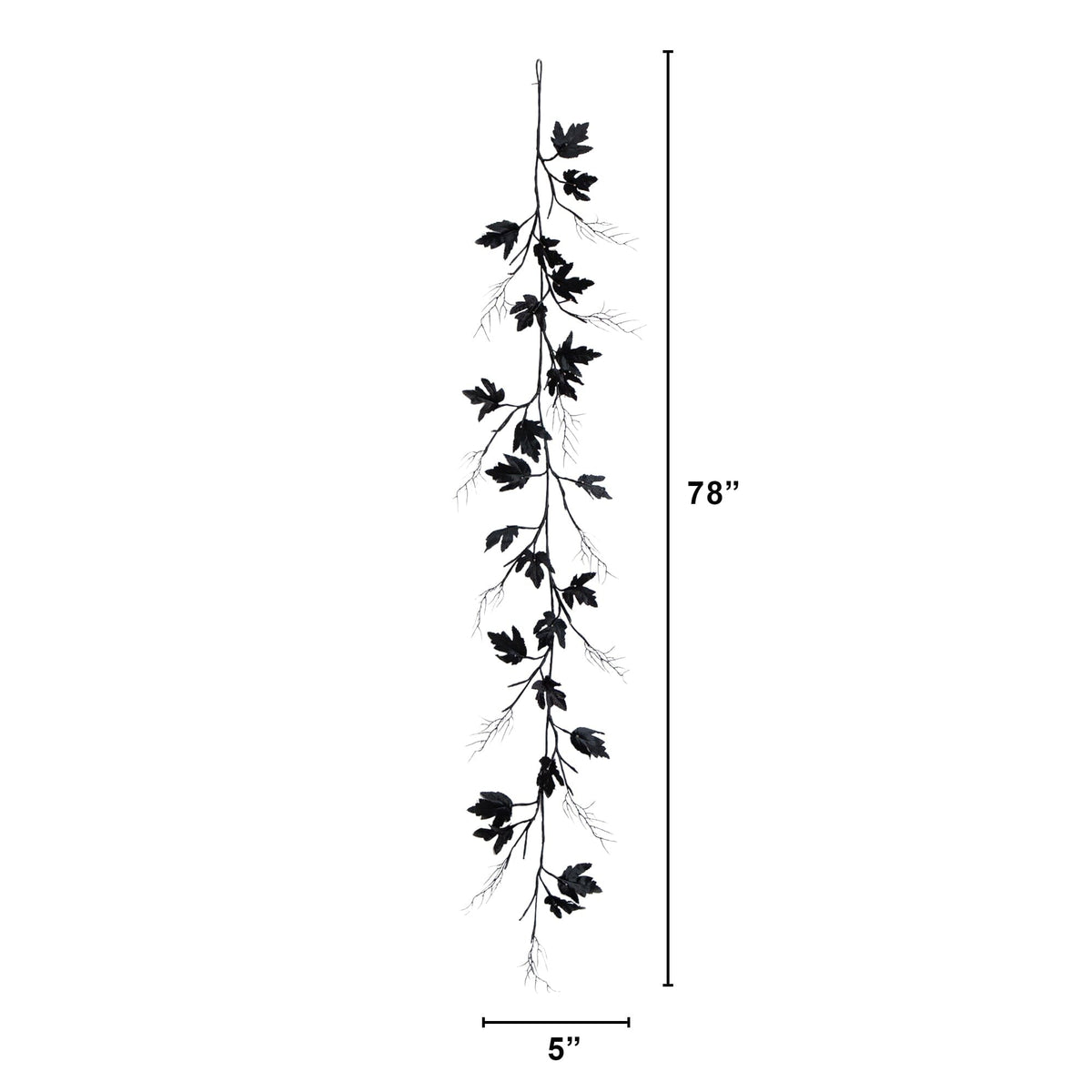6.5' Pre-Lit Artificial Halloween Black Maple Garland with 48 Orange & Purple LED Lights